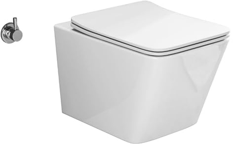Aqua Bagno, WC doccia senza bordi Delta 2.0, con funzione bidet, WC sospeso, lunghezza 53 cm, bianco