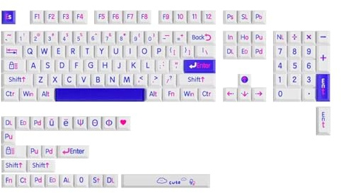 zuousxbs Kleins Blue KeyCaps PBTS Dye Sublimations Original Altezza Big Letter KeyCap per 60 80 61 64 68 75 Taste Meccaniche Profilo Originale KeyCaps