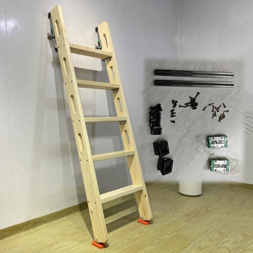 EXCLURA Dachbodentreppe Dachbodentreppe aus Holz mit Montagezubehör, Tragbare Dachbodenausstiegsleiter Länge 1m-2,6m, Platzsparende Notkletterleiter für den Dachboden(Natural,4 Step-1.31m(4.3ft))