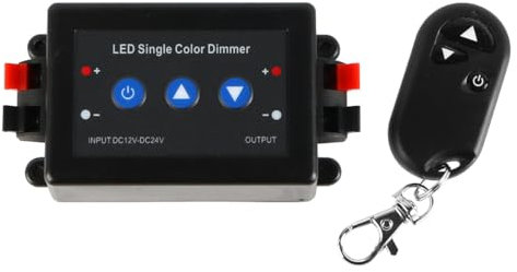 Laroal Regulador de Intensidad LED inalámbrico de 12-24 V CC con Mando a Distancia y Panel de Control para Bombillas LED Regulables con Enchufe y Toma (con terminales de Cable).