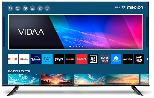 MEDION X15014 (MD 31650) 125,7 cm (50 Zoll) Fernseher (Smart-TV, 4K Ultra HD, HDR, VIDAA Store, Netflix, Prime Video, Disney+, DAZN, Paramount+, HbbTV, PVR, Bluetooth)