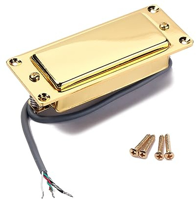 Klassischer Vintage Gitarren Bass Tonabnehmer mit 4 Kernen, Gold | Metallgehäuse, Mikrofonie Reduktion und Weniger Rückkopplung, für Gitarre und E-gitarre, Modell Gml03