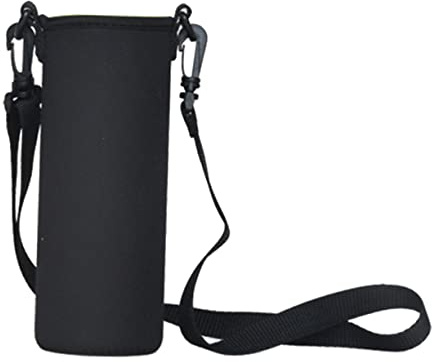 ELAYARD 2 piezas Funda para Botellas de Agua de Neopreno con Correa Protección Térmica y Portátil para y Actividades de Negro y Rosa