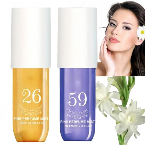 2Pcs Brazilian Body Fragrance,Parfum Fragrance Spray,Fruity Body Spray,Hair and Body Fragrance Mist,Hair Perfume,Hair and Skin Moisturizing Scent,Body Mist for ladies,Long Lasting Perfumes,#26#59