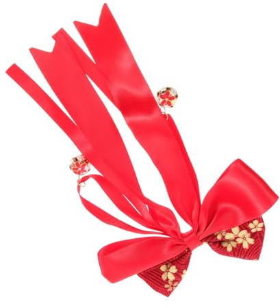 MUELODSIC Vintage Haargummi Schleife mit Glocke Elastisches Haarband mit Rotem Satin-bowknot für Damen und Mädchen Modisches Haarschmuck-accessoire für Festliche Anlässe und Traditionelle