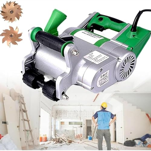Electric Wall Chaser Concrete Cutter - Handheld Slotting Machine, No Dust Operation, 25mm & 35mm Blades, Adjustable Cutting Depth, 1100W Power