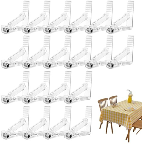 Sujetamanteles - 20 Unidades de Pinzas Sujetamanteles | Sujetadores Resistentes para Camping Exterior Interior Fiestas de Cumpleaños Navidad Familiares Bodas Restaurantes | Exterior Cumpleaños Navidad