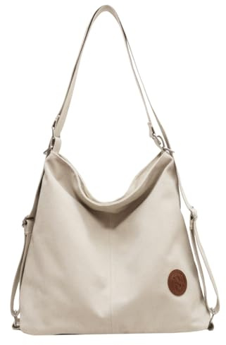 Joygoodta Bolso de mano, bolso de lona para mujer, mochila convertible con cremallera de 14 x 7 x 14 pulgadas, gran capacidad con correa ajustable para trabajo, viajes, playa, gimnasio y má