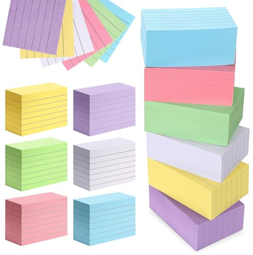 ITClosud 1200er Karteikarten Set A8 Liniert Verdicktes Papier Bunt Lernkarten, 5.2 x 7.4cm Flashcards für Englisch Vokabeln, Formeln und Notizen, Index Cards für Büro Schule Präsentation Vortrag