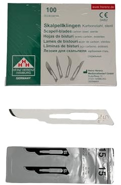 Wittex – 100 Stück sterile Skalpellklingen Nr. 15 für Skalpellhalter Nr. 3 – Extrem scharf, einzeln verpackt