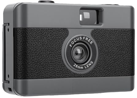 Yanmis 35mm Film Camera, Vintage Style Reusable Retro Camera with Built in Flash for Travel Photography Easy to Use Manual Focus 28MM Lens (Black)