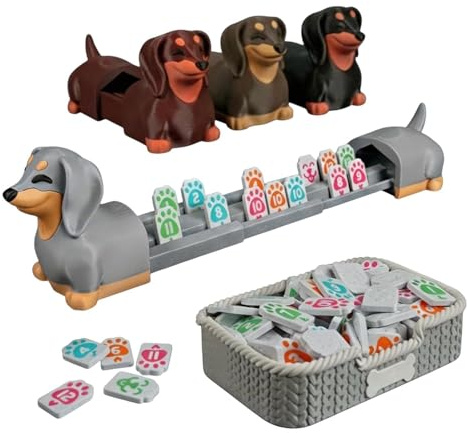 3D-Druck Rummy-Set Dackel Edition - Brettspiel mit PfotenMotiv | Einzigartige Dackel-Spielständer & Hundehütte-Box | Exklusives Sammlerstück für Hundeliebhaber