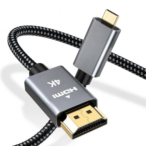 TAKUZA Cavo da micro HDMI a HDMI, 2 m, 4K a 60 Hz, cavo micro HDMI 2.0 | Micro HDMI a HDMI bidirezionale compatibile con GoPro, fotocamera, Raspberry Pi, laptop, monitor, proiettore