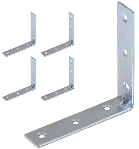 4X 100mm Large L Shaped Corner Braces - Zinc Plated Angle Support Brackets