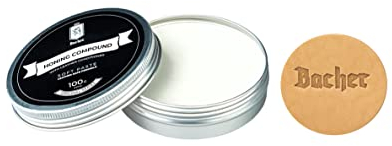 BACHER Abziehpaste für Streichriemen und Abziehleder, Schärfpaste mit leder applikator 100g - Fein - Polier-Zubehör