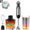 batidora de mano, Wancle minipimer 4 en 1 con 16 velocidades, 600W, picadora de 500ml, vaso de medición de 600ml, batidor de huevos, acero inoxidable 304, protección de seguridad (negro)