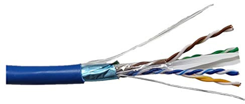 Micro Connectors 500 Feet CAT 6A Solid & Shielded (FTP) CMR Riser Bulk Ethernet Cable-Blue (TR4-570SRBL-500)