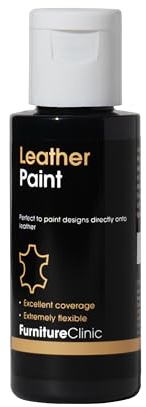 Furniture Clinic Leather Paint - for Painting All Leathers: Footwear, Handbags, Clothing, etc. Flexible and Durable (Black, 50ml)