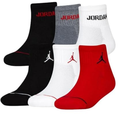 Jordan Legend Ankle 6Pk Strumpor för pojkar, Gym Red(Black), 7/9 År