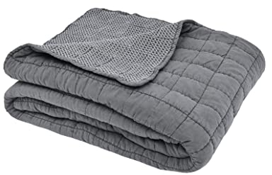 Sleepdown Manta Acolchada para sofá Cama, súper Suave, cálida y acogedora, de Lujo, Color carbón, 200 x 150 cm