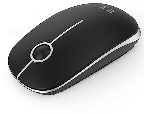 seenda Souris sans fil 2,4 G avec 1600 DPI pour PC/ordinateur portable/MacBook/Linux, 3 boutons silencieux, pour droitiers et gauchers, autonomie de la batterie de 18 mois, noir et argent