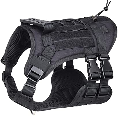 FEimaX Taktisches Hundegeschirr No Pull Taktische Hundeweste Einstellbar Geschirr Hund Brustgeschirr mit 2 Metall-D-Ringen und Griff für Mittlere Große Hunde
