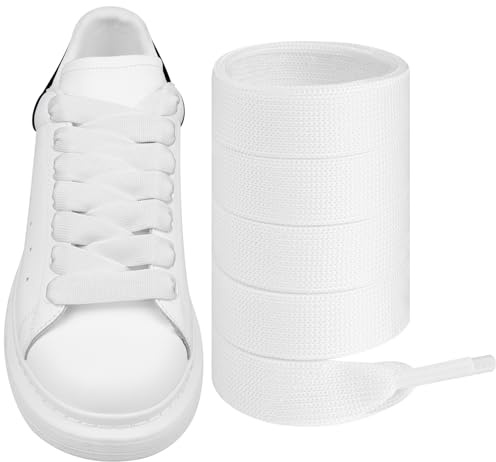 Endoto Lacci per Alexander McQueen Scarpe, Stringhe Laces di Ricambio Piatti per Mc Queen Sneaker - Bianco,50 Pollici