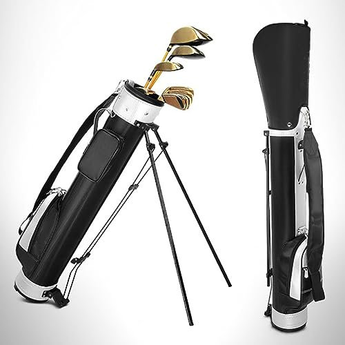 LuusMm Leichter Golfbeutelhalter, tragbarer Golfbeutel, Golftrainings -Reisekoffer, Fahrbereich, organisierter Standbag für einfache Lagerung, hält 9 Clubs ab,Weiß