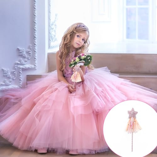 INGJIA 6 Stück Zauberstäbe für Kinder, Stern Zauberstab Prinzessin Zauberstab Fee Glitzer Stern Zauberstab Feenstab für Mädchen, Weihnachten Halloween Geburtstagsfeier Dekoration(Rosa,Lila,Geld,Blau)
