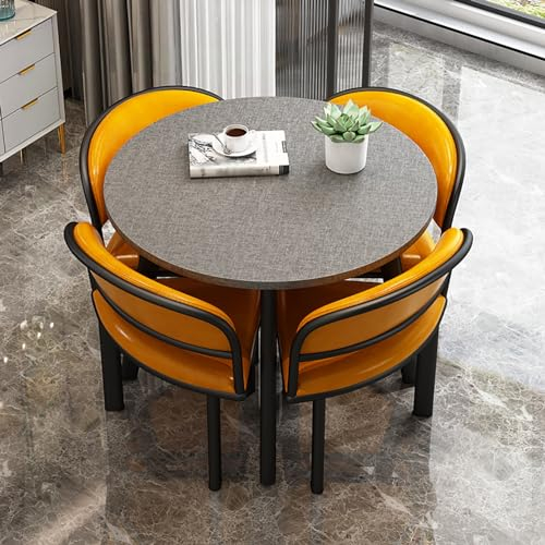 Esstisch-Set,Runder Esstisch,80cm Bürotisch Und Stuhl Set,runder Tisch Mit 4 Stühlen Set,Besprechungstisch Mit Stühlen,Rezeption Tisch Und Stuhl Kombination,für Zuhause,Küche,Bibliothek (Size : A1)