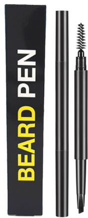 Aizuoni Pluma de relleno para barba,Relleno de pluma para barba para hombres,Peines impermeables para barba y bigote de larga duración - Brocha 2 en 1, lápiz ultrafino, peines para barba y bigote para