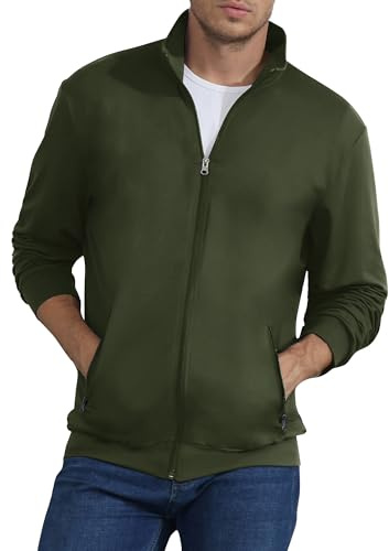 CTU Mens Sweatshirt Full Zip Active Jacket | Zip Up, Mock Neck, Lightweight, Zip Pockets, Sport Style, Stretchable Jacket