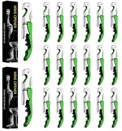 Madehay Abridor de vino para sommeliers, Abridor de cerveza, Verde, 10PCS | Camarero abridor de botellas 3 en 1, Sacacorchos de acero inoxidable, Camareros y barman, Cortador de papel de aluminio