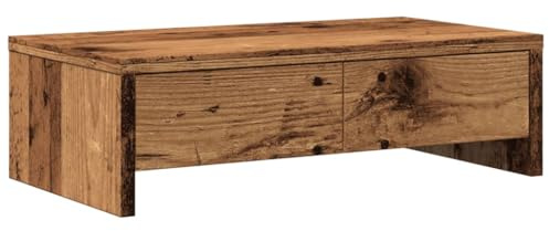 vidaXL Monitorständer mit Schubladen Altholz-Optik 50x27x15 cm