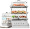 Food Steamer(40L) with 360° Surround Heating | 3 Tier Detachable | 800W Power | 12H Reservation | Anti-Dry Burn | Ideal for Vegetables, Meats, Fish - Perfect Cooking Companion