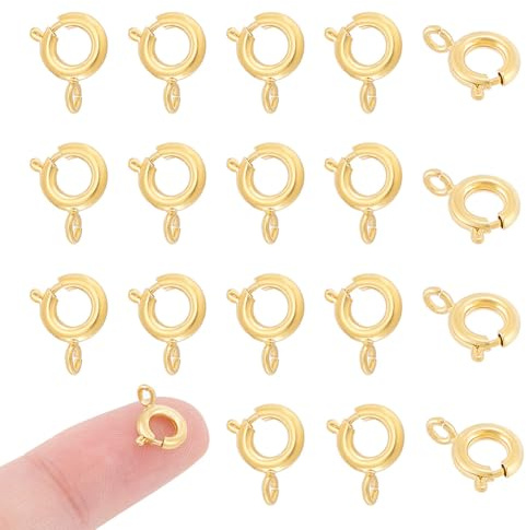 UNICRAFTALE 40 Stück 18K Vergoldete Federringverschlüsse 8mm Halsketten Armband Verbindungsverschlüsse Mini Federringverschlüsse Metallschmuckverschlüsse Für Die DIY Schmuckherstellung