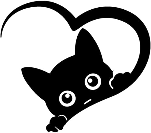 Samunshi® Herz mit Katze als Aufkleber für Auto Motorrad Helm Fahrrrad Notebook Tablet Autoaufkleber Sticker Heartbeat EKG Motorradaufkleber Silhouette 15 x 13,1cm schwarz