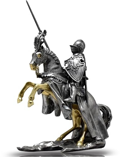 JDZYFFS Figurine - Statue Sculpture, Statue De Chevalier en Bronze, Figurine De Guerrier en Résine, Sculpture De Chevalier Médiéval, Collection De Figurines d'art De Guerrier Garde Épéiste