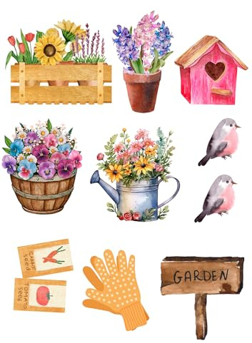 Edible print A4 Pretty Garden theme Cake topper set cake decorations wafer card NOT-PRECUT- Birthday -Retirement