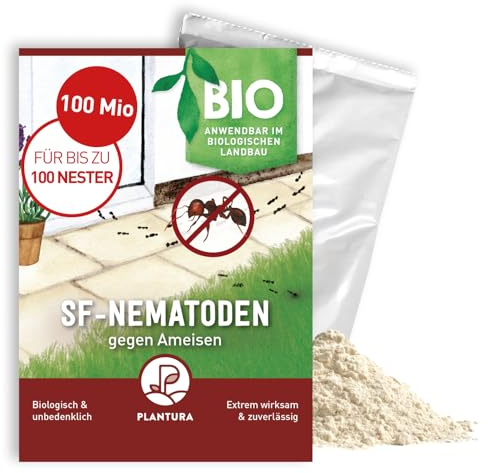 Plantura SF-Nematoden gegen Ameisen – 100% biologisch & hochwirksam, einfache Anwendung, Nützlinge aus Deutschland, 100 Mio für bis zu 100 Nester/ca. 20 m Mauer