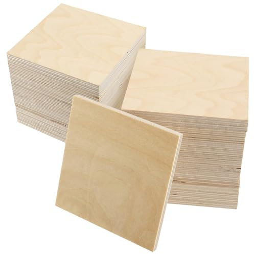 Enwye 20 Pcs Unfinished Square Plywood Wood 6 Mm Thick Wood Discs Blank Wooden Square, Wooden Cutouts for Crafts, Painting, Christmas Home Decoration DIY