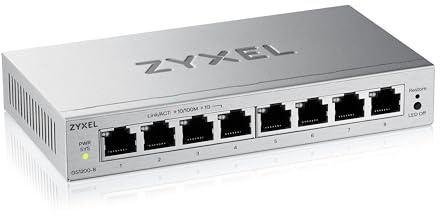 Zyxel Switch Ethernet 8 Ports | Switch Gigabit Web Managed | QoS, Link Aggregation, VLAN, IGMP Snooping | Senza ventola | Desktop [GS1200-8v3]