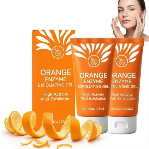 Gel exfoliante para cuerpo y cara, gel exfoliante con enzimas naranjas, exfoliante suave y limpiador profundo, hidratante y nutritivo, limpiador facial Pee/ling (2 unidades)