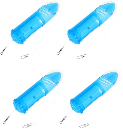 DECORNIJIA 4 Pezzi Gabbie per Esche da Pesca in Plastica Resistente 33x129 Mm Meccanismo Rotante Magnetico Alimentatore Aperto per Pesca alla Carpa in Fiumi e Laghi Contenitore