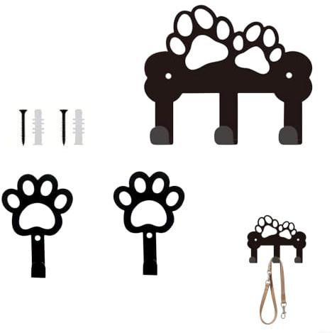 3er Set Hundegarderobe Wand, Hunde Garderobe, Hunde-Pfoten Haken mit Schrauben für Wandhalterung, Hundeleinenhalter für Hundegeschirr Leine Halsband, Schlüsselhalter, Garderobenhaken für Flur Eingang