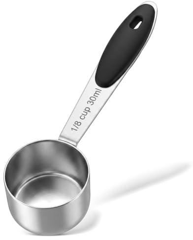 1 Pcs 2 Tbsp (6 TSP, 30 ml, 1 oz) Single Tablespoon Measuring Spoon | Stainless Steel with Black Silicone Grip for Coffee, Protein, Spices & Dry Goods Kitchen Gadgets for Cooking Tea Sugar Flour