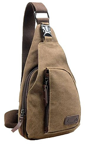 UOOOM Sport & Freizeit Unisex Canvas Umhängetaschen Brustbeutel Radfahren Wandern (Braun)
