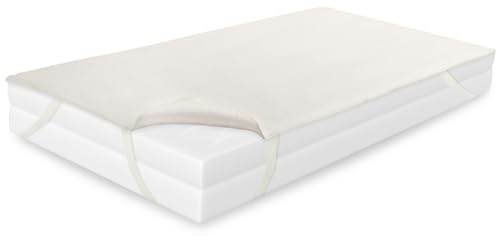 Matratzenschutz aus Molton 100% Baumwolle, Matratzenauflage mit 4 Eckgummis o. Schutz m. Rundumgummi - Verschiedene Größen, weiß o. rohweiß je nach Verfügbarkeit IB (90/100x200)