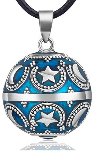 EUDORA Harmony Ball Estrella Luna Collar de Mujer, Llamador de Angeles Embarazada, Colgantes de Mujer Primer Embarazo Mamá Amigo Hermana Esposa Mejor Regalo, 114,3CM + 76,2CM