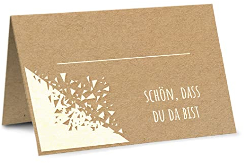 Partycards 50 Tischkarten Platzkarten DIN A7 für Hochzeit, Geburtstag, Kommunion, Taufe (DIN A7, Kraftpapier Splitter)